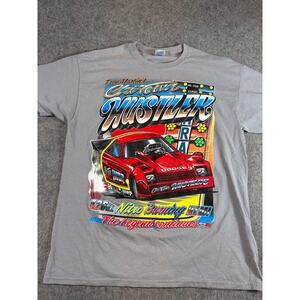 Chi Town Hustler Troy Martin Shirt Men Gray Nitro Burning Hemi Drag Racing Large